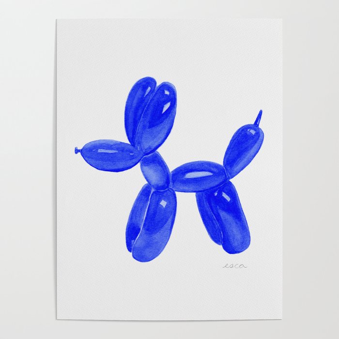 Balloon Dog Navy Blue  Poster