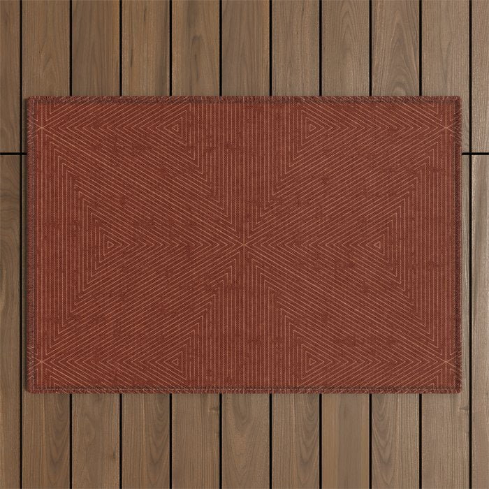 boho triangle stripes - rust Outdoor Rug Gallery Image 1