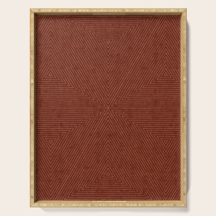 boho triangle stripes - rust Serving Tray Gallery Image 1