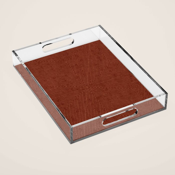 boho triangle stripes - rust Acrylic Tray Gallery Image 1