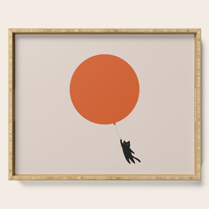 Cat Landscape 182: Sun Balloon Serving Tray Gallery Image 1