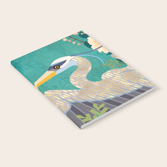 Bohemian Floral Heron Notebook Gallery Image 1