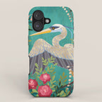 Bohemian Floral Heron iPhone Case Gallery Image 1