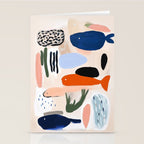 Sea Life Abstract Coral Seashells and Fishses Ocean Coastal  Art Painting  Stationery Card Gallery Image 2