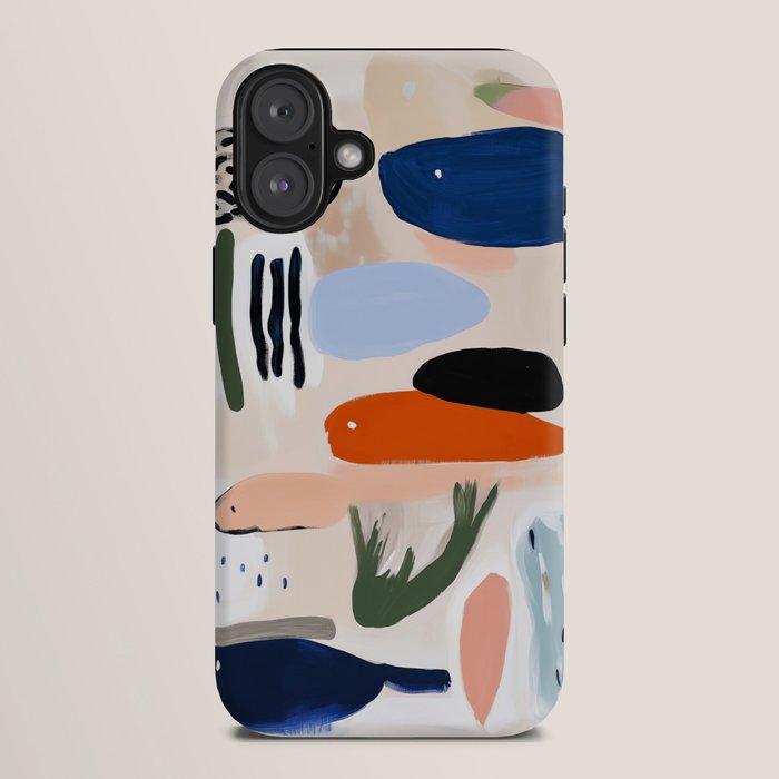 Sea Life Abstract Coral Seashells and Fishses Ocean Coastal  Art Painting  iPhone Case Gallery Image 10