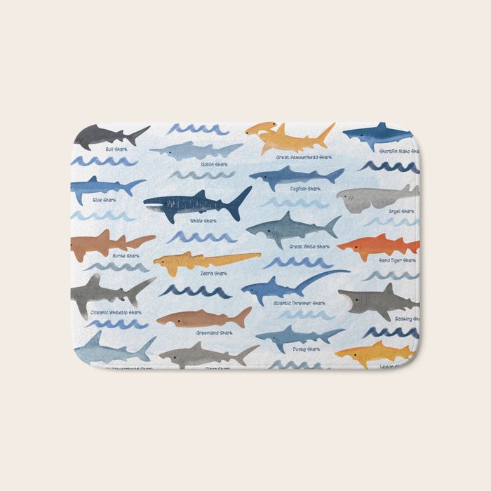 Shark Species Identification Chart Bath Mat Gallery Image 1