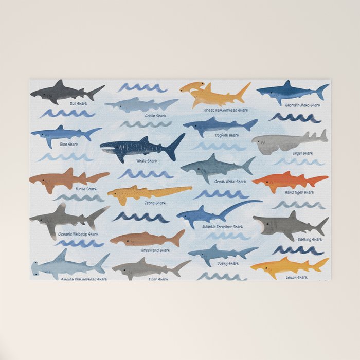 Shark Species Identification Chart Welcome Mat Gallery Image 1