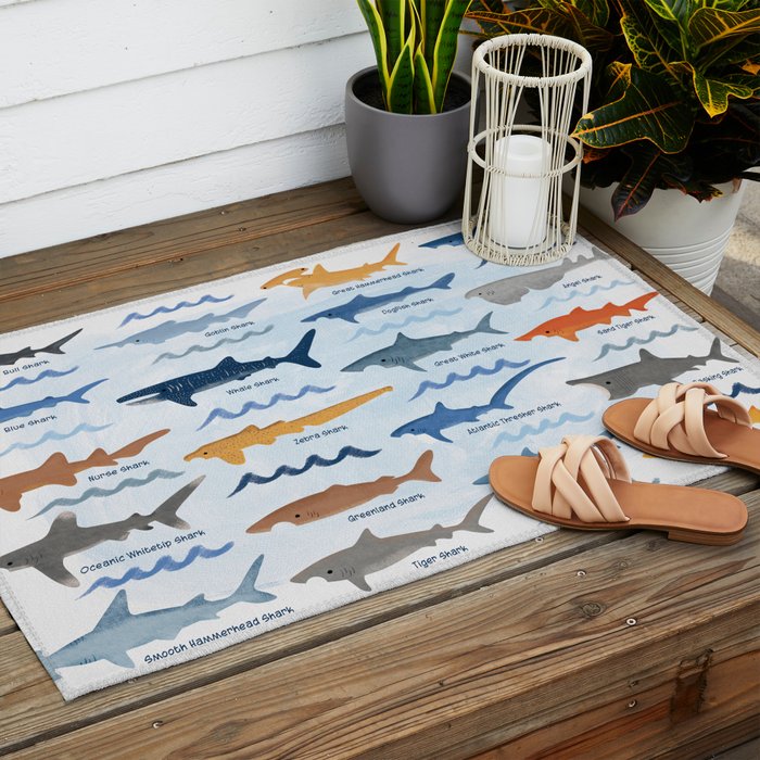 Shark Species Identification Chart Outdoor Rug Gallery Image 2