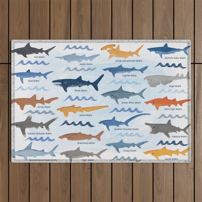 Shark Species Identification Chart Outdoor Rug Gallery Image 1