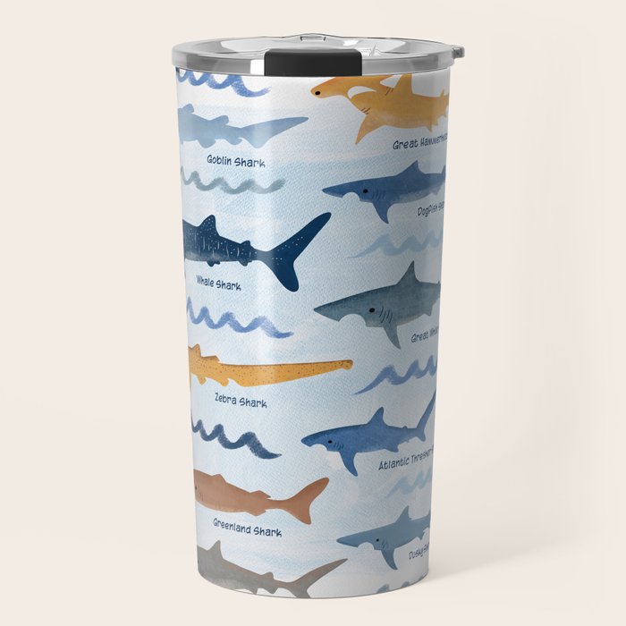 Shark Species Identification Chart Travel Mug Gallery Image 1