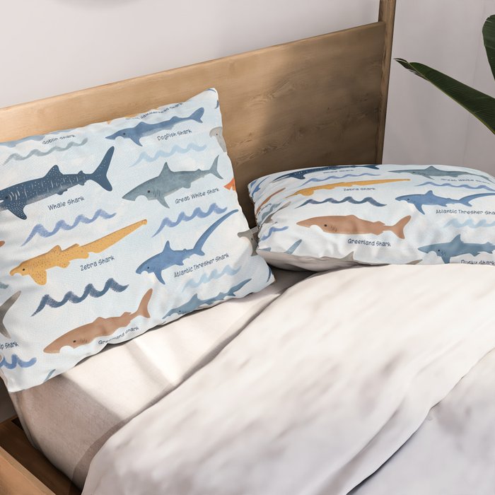 Shark Species Identification Chart Pillow Sham Gallery Image 2