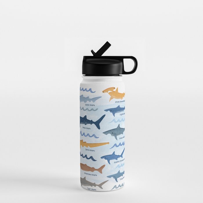 Shark Species Identification Chart Water Bottle Gallery Image 1