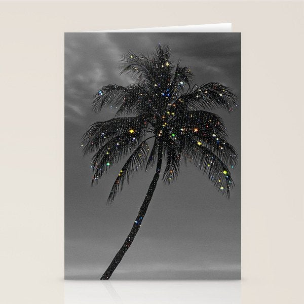THE PALM | collage | glitter | shiny | summer | beach | black and white | diamonds | creative | hot Stationery Card Gallery Image 1