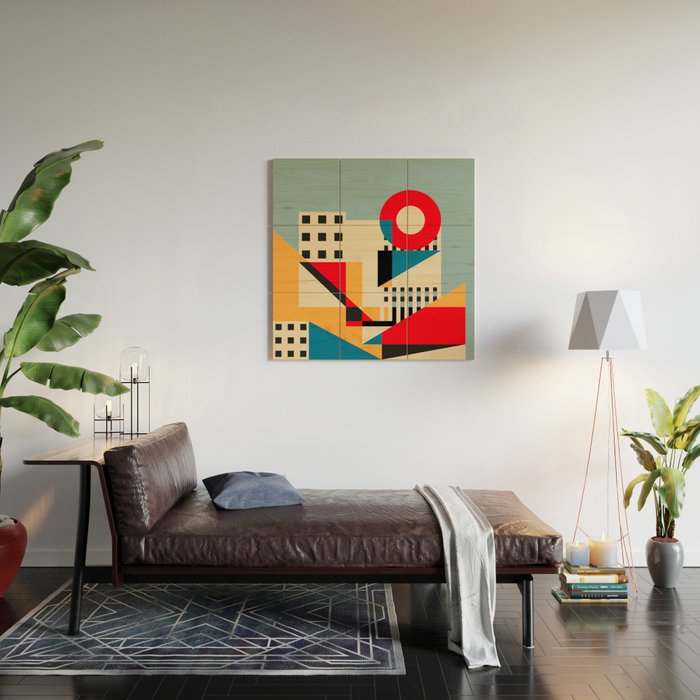 Dream Geometric City Wood Wall Art Gallery Image 2