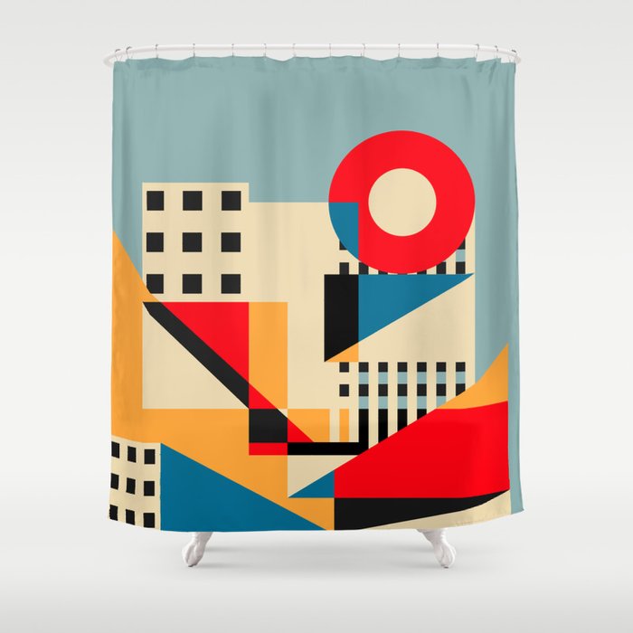 Dream Geometric City Shower Curtain Gallery Image 1