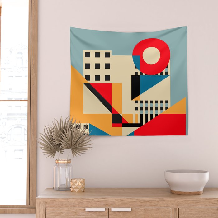 Dream Geometric City Wall Tapestry Gallery Image 2