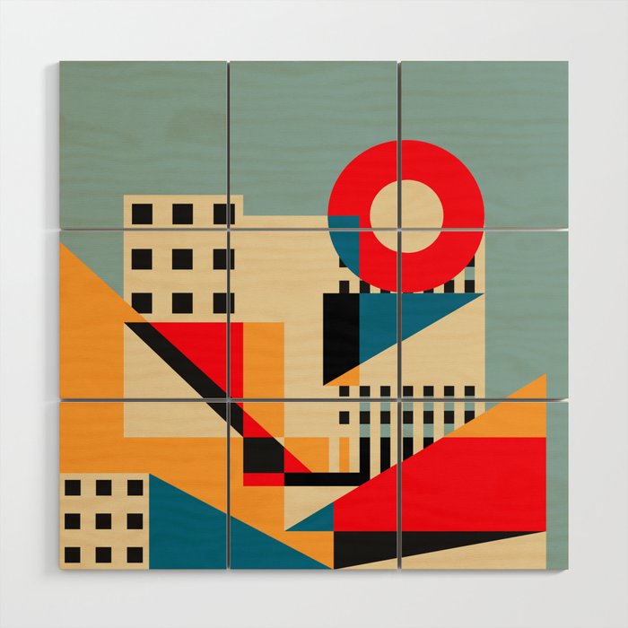 Dream Geometric City Wood Wall Art Gallery Image 1