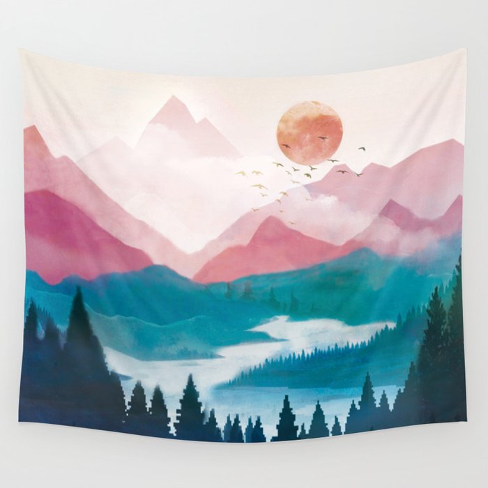 Wilderness Becomes Alive at Night II Wall Tapestry Gallery Image 1