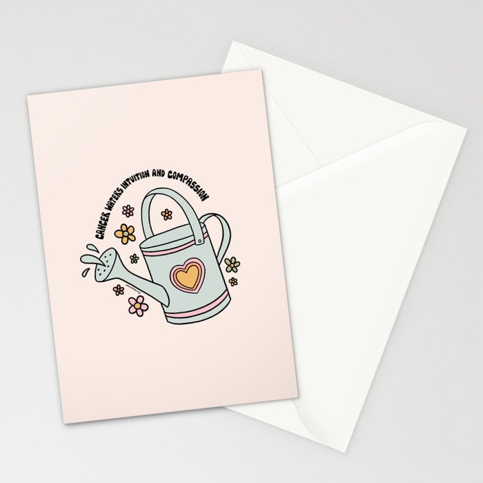 Cancer Zodiac Watering Can Stationery Card Gallery Image 2