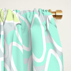 Floral Prints, Teal, Turquoise and Yellow Window Curtain Gallery Image 2
