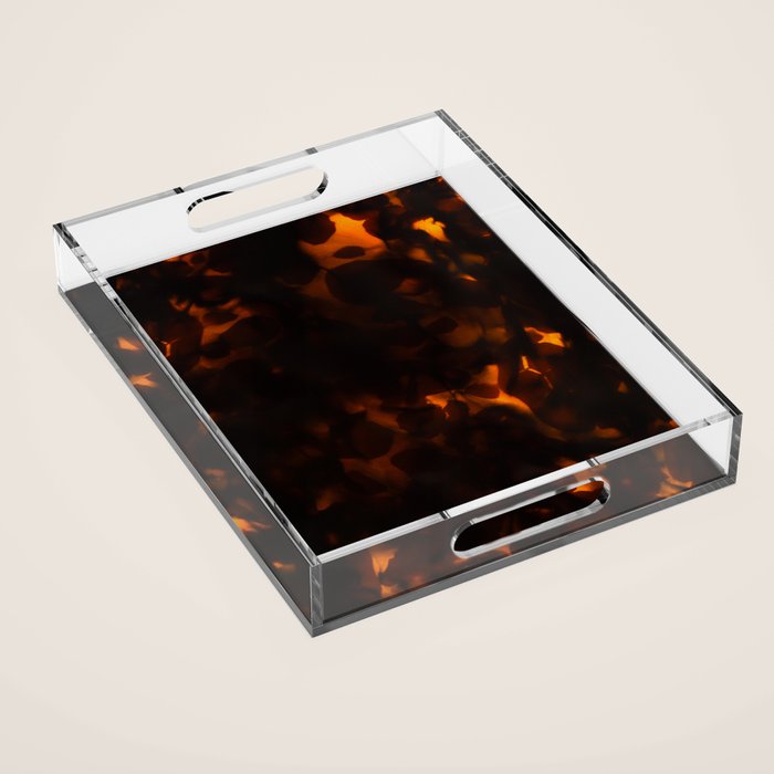 Tortoiseshell Pattern Amber Red Acrylic Tray Gallery Image 1