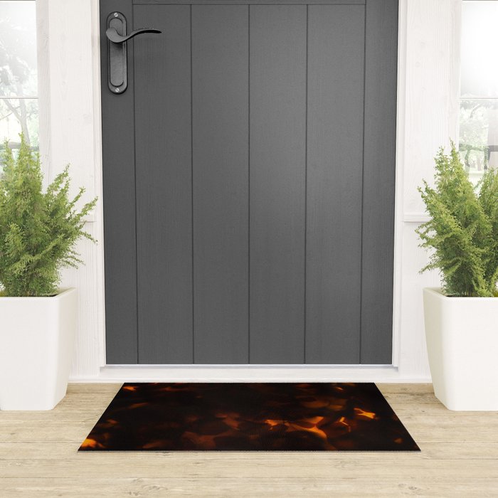 Tortoiseshell Pattern Amber Red Welcome Mat Gallery Image 3