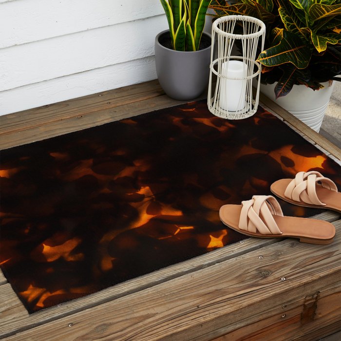 Tortoiseshell Pattern Amber Red Outdoor Rug Gallery Image 2