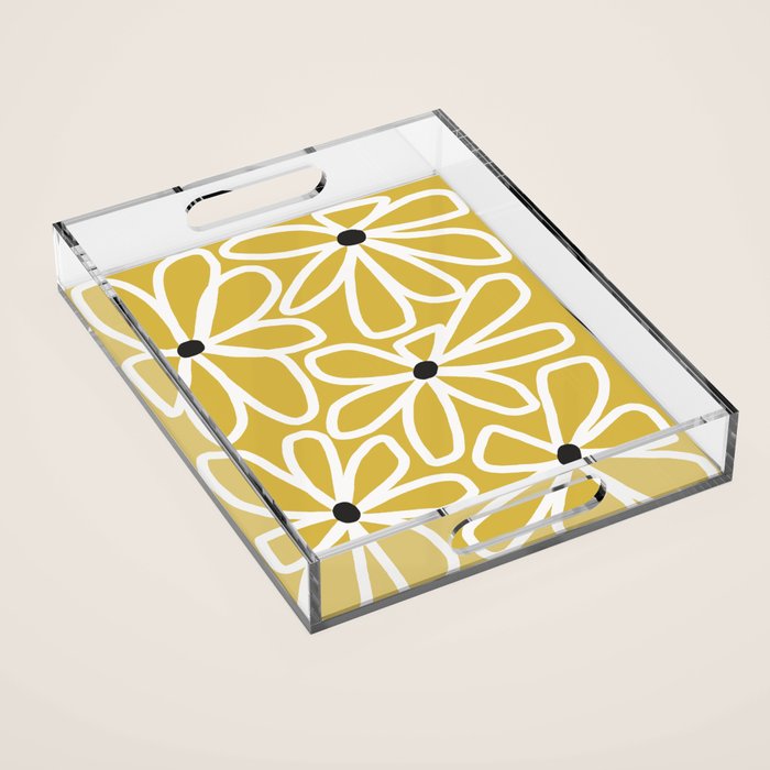 Daisy chain - yellow Acrylic Tray Gallery Image 1