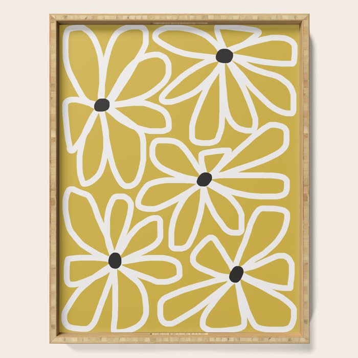 Daisy chain - yellow Serving Tray Gallery Image 1