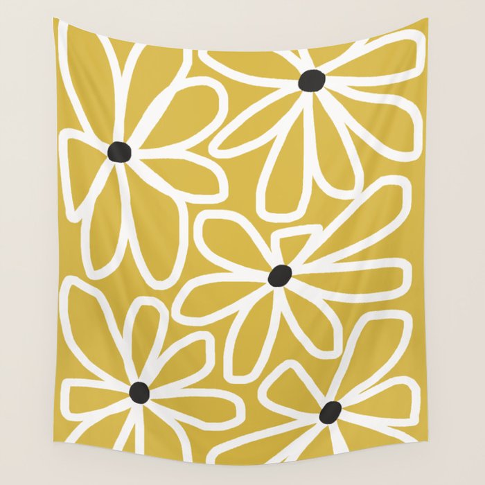 Daisy chain - yellow Wall Tapestry Gallery Image 4