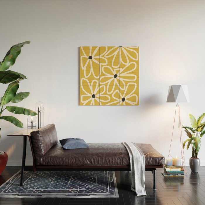 Daisy chain - yellow Wood Wall Art Gallery Image 2