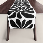Black and white retro flower art pattern Table Runner Gallery Image 1