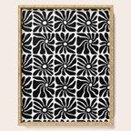 Black and white retro flower art pattern Serving Tray Gallery Image 1
