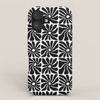 Black and white retro flower art pattern iPhone Case Gallery Image 1