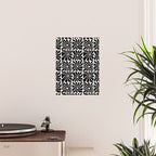 Black and white retro flower art pattern Poster Gallery Image 2