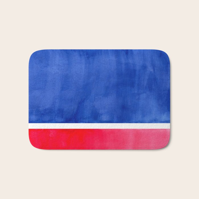 Rothko Abstract Mid Century Modern Minimalist Colorful Simple Nautical Red Blue Bath Mat Gallery Image 1