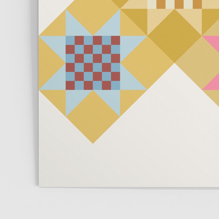 Checkerboard Quilt Shapes - Multicolor Gold Poster Gallery Image 3