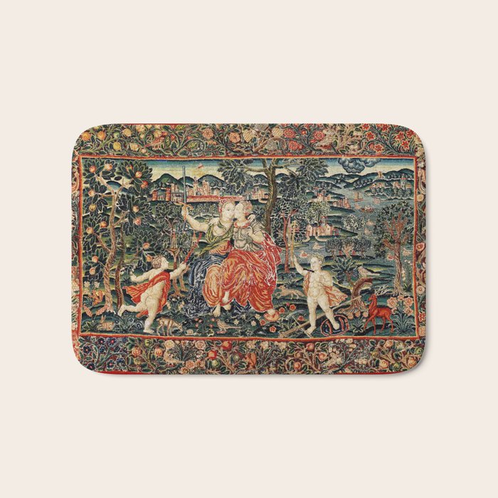 Franco Flemish Allegorical 17th Century Tapestry Print Bath Mat Gallery Image 1