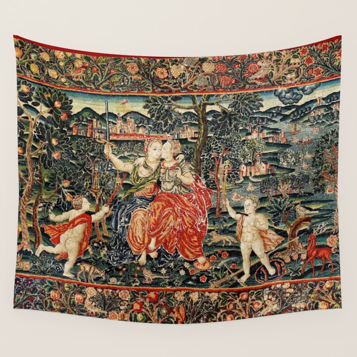 Franco Flemish Allegorical 17th Century Tapestry Print Wall Tapestry Gallery Image 4