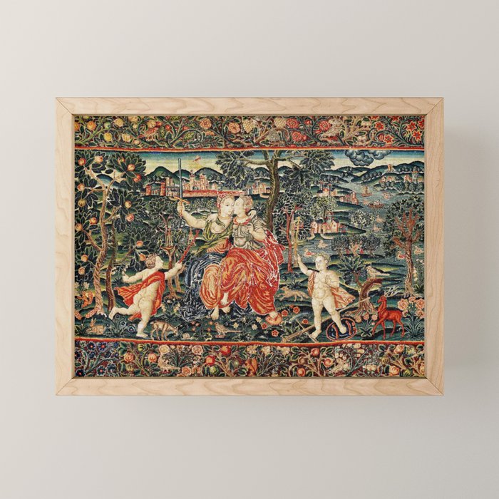 Franco Flemish Allegorical 17th Century Tapestry Print Mini Art Print Gallery Image 1
