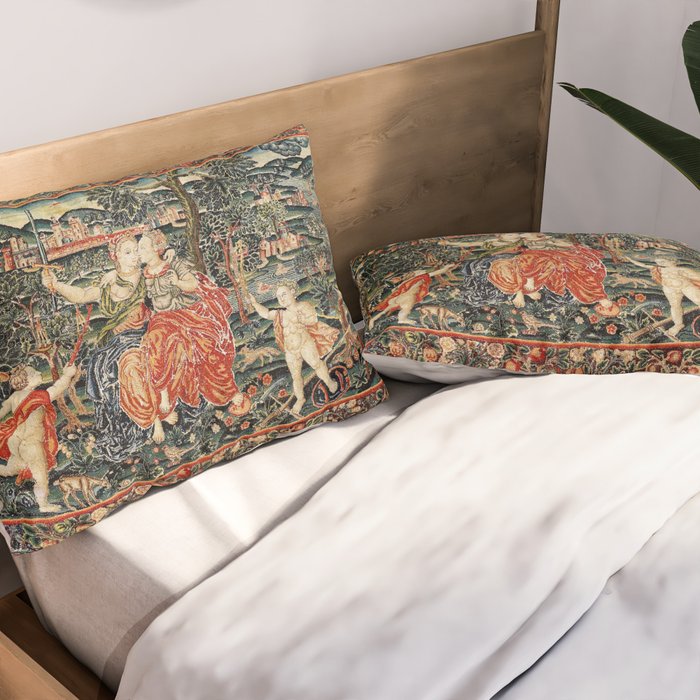 Franco Flemish Allegorical 17th Century Tapestry Print Pillow Sham Gallery Image 2