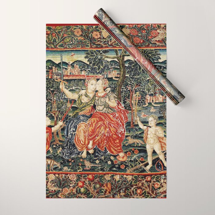 Franco Flemish Allegorical 17th Century Tapestry Print Wrapping Paper Gallery Image 1