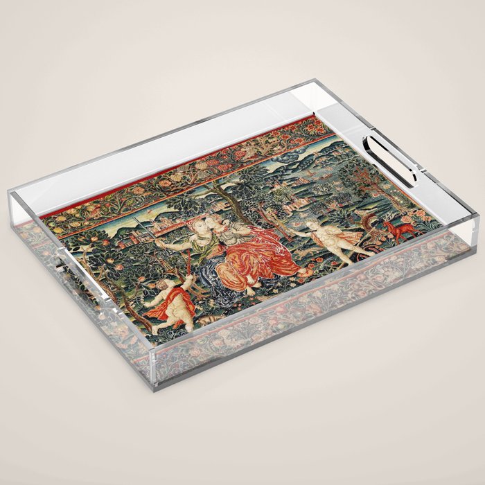 Franco Flemish Allegorical 17th Century Tapestry Print Acrylic Tray Gallery Image 1