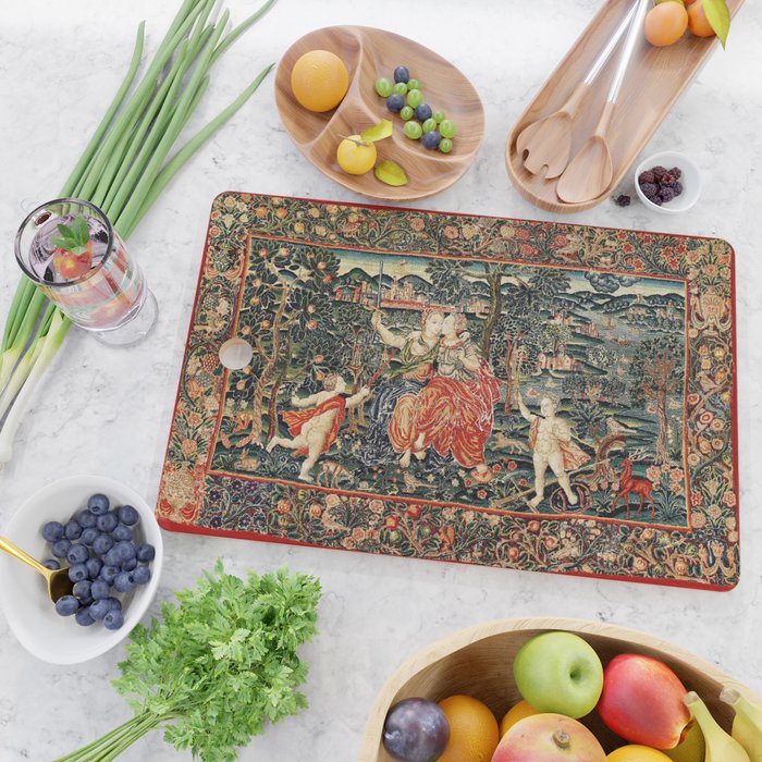 Franco Flemish Allegorical 17th Century Tapestry Print Cutting Board Gallery Image 2