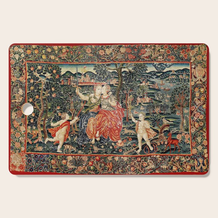 Franco Flemish Allegorical 17th Century Tapestry Print Cutting Board Gallery Image 1