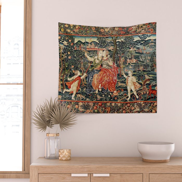 Franco Flemish Allegorical 17th Century Tapestry Print Wall Tapestry Gallery Image 2