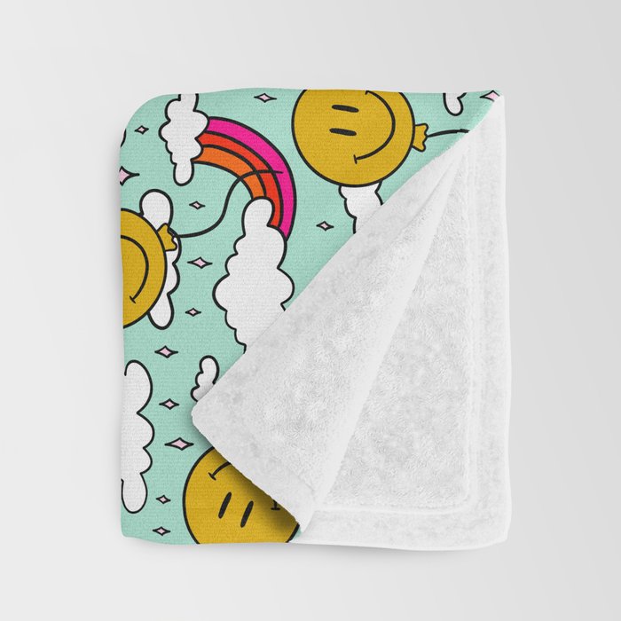 Smiley Face Balloon Print Throw Blanket Gallery Image 3