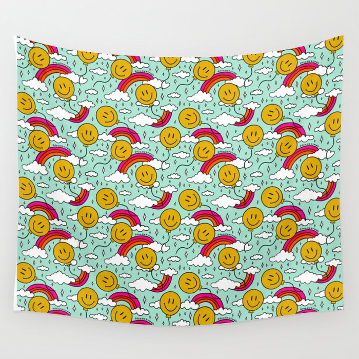 Smiley Face Balloon Print Wall Tapestry Gallery Image 4
