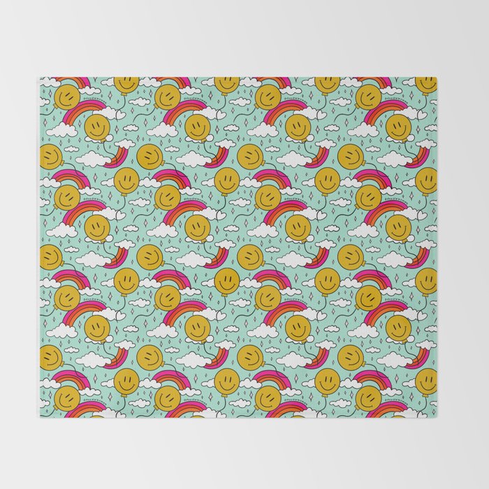 Smiley Face Balloon Print Throw Blanket Gallery Image 2