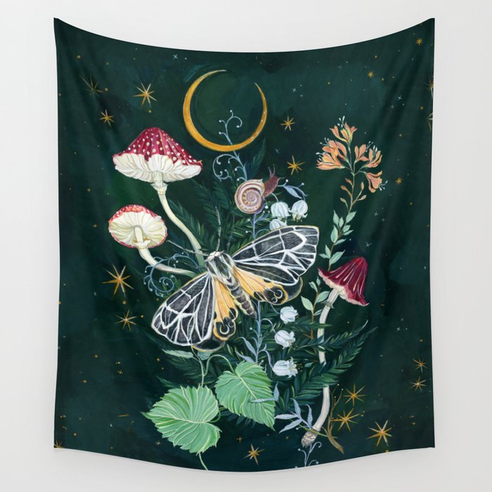 Mushroom night moth Wall Tapestry Gallery Image 4